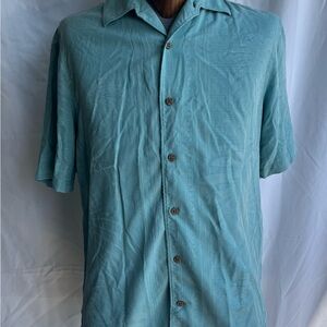 Tommy Bahama silk Blue Casual Button Down Shirt